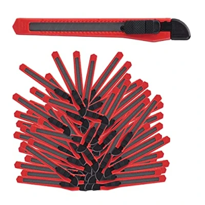 Afbeelding van Relaxdays afbreekmes 100 stuks hobbymes tapijtmes snijmes afbreekbaar 9 mm rood