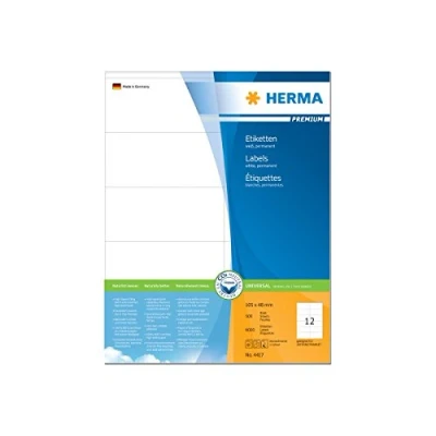 Afbeelding van HERMA 4417 universele etiketten A4 (105 x 48 mm, 500 velle, papier, mat) zelfklevend, bedrukbaar, permanent klevende adreslabels, 6.000 voor printer, wit