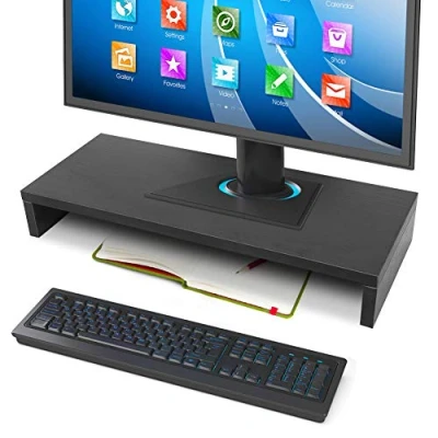 Afbeelding van Ejoyous 1 Tier Hout Monitor Riser Stand, Ergonomische PC Laptop Notebook Stand Plank Grote Antislip Stabiele Massief Houten Computer TV voor Risen,