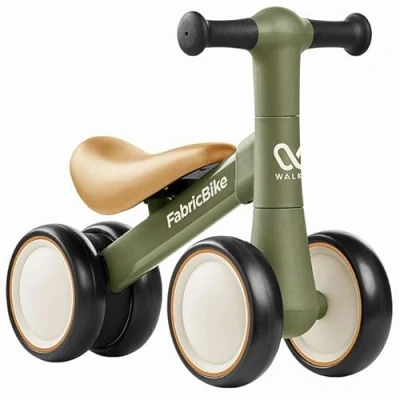 Afbeelding van FabricBike Walker loopfiets voor baby&#039;s 1 jaar oud, peuters van 10 24 maanden, zonder pedalen, jongens en meisjes, met 4 wielen. (Amazon Green)