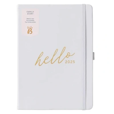 Afbeelding van Busy B Familie A5 dagboek 2025 weekplanner met 5 schema&#039;s, paarse kunstleren hoes en goudfolie, levensplanner, voor drukke gezinnen, inclusief jaarplanner, verjaardagen afscheurnotities