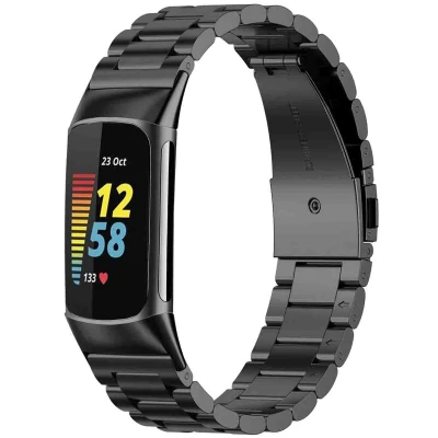 Afbeelding van Stalen bandje voor de Fitbit Charge 5 / 6 Zwart iMoshion Staal