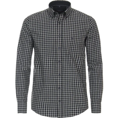 Afbeelding van CASA MODA Sport casual fit overhemd flanel blauw geruit Strijkvriendelijk Boordmaat: 41 42