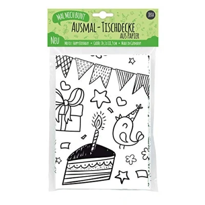 Afbeelding van Kleurpapier tafelkleed, Patroon: Verjaardag, Kleurtafelkleed Verjaardag Kleurplaten Verjaardagsfeest Decoratie Kinderactiviteiten
