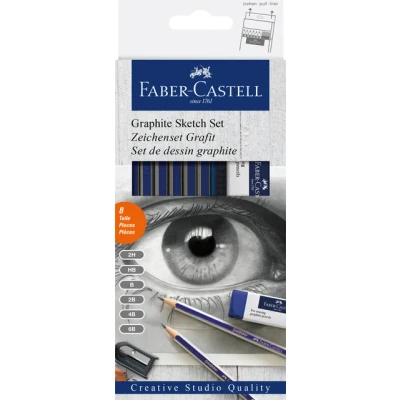 Afbeelding van Potloden Faber Castell 6 hardheden inclusief puntenslijper en gum