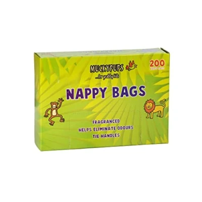 Afbeelding van Muckypups wegwerp luierzakken geparfumeerde &amp; stropdas handgrepen 200 x Mucky Pups luier zakken per verpakking