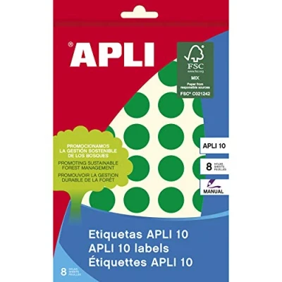 Afbeelding van APLI 2745 Etiketten 10 groen Ø 19,0 mm 8 vellen