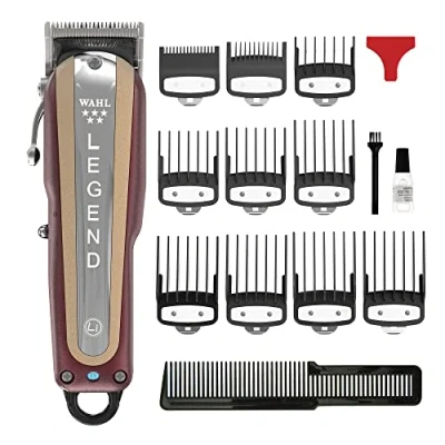 Afbeelding van WAHL 5 sterren draadloze legende, professionele tondeuse, haarknipset, verstelbare taps toelopende hendel, crunchmes, wigmessen, draadloos, kappersbenodigdheden, rood