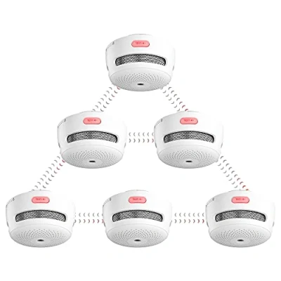Afbeelding van X Sense [Verbeterde versie] Draadloos onderling verbonden rookmelder brandalarm met een zendbereik van meer dan 820 ft, voldoet aan de EN 14604 norm, XS01 WR Link+, 6 pack