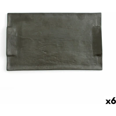 Afbeelding van Snackdienblad Quid Mineral Keramisch Zwart 30 x 18 cm (6 Stuks)