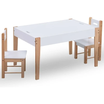 Afbeelding van vidaXL 3 delige Kindertafel en stoelenset zwart wit