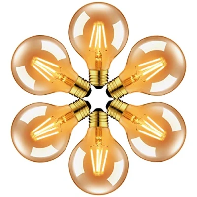 Afbeelding van LVWIT Edison Vintage gloeilamp, E27 G80, 6,5 W, vervangt 51 watt, warm wit, 2500 K, antieke 650 lumen, ideaal voor nostalgische en retro verlichting in huis, verpakking van 6 stuks