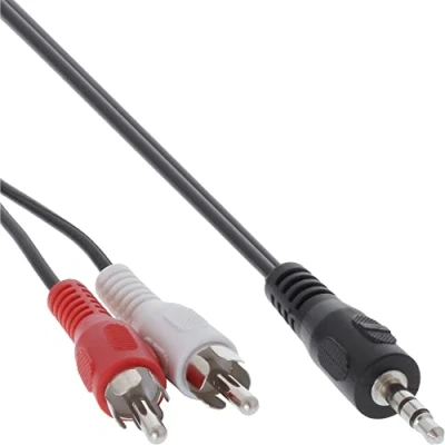 Afbeelding van InLine® Audiokabel, 2x Tulp M naar 3.5mm stereo, 1m