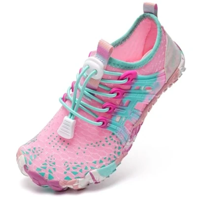 Afbeelding van Blotevoetenschoenen voor kinderen, blotevoetenschoenen, waterschoenen, jongens meisjes, badschoenen, aquaschoenen, zwemschoenen, strandschoenen, antislip, sneldrogend, lichtroze,