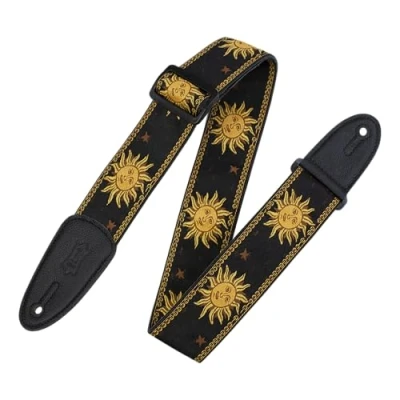 Afbeelding van Levys Leathers MPJG SUN BLK geweven gitaarband met print zwart zon