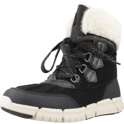 Afbeelding van Geox J FLEXYPER Girl B AB sneeuwlaars, zwart/melk, 1 UK, Zwarte Melk, UK