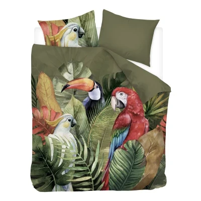 Afbeelding van Snoozing Macaw Dekbedovertrek Lits jumeaux 240x200/220 cm Katoen satijn Multi