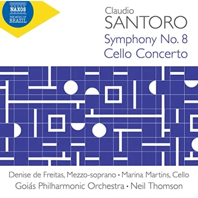Afbeelding van Denise De Freitas, Marina Martins, Goias Philharmonic Orchestra Santoro: Symphony No. 8 Cello Concerto (CD)