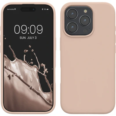 Afbeelding van kwmobile telefoonhoesje geschikt voor Apple iPhone 16 Pro Max Hoesje met siliconen coating Smartphone case in kokosmelk