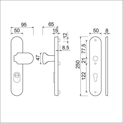 Afbeelding van Hoenderdaal Slotbout verzinkt 4.6 M8x35mm met moer (doos a 200st) Din603/555