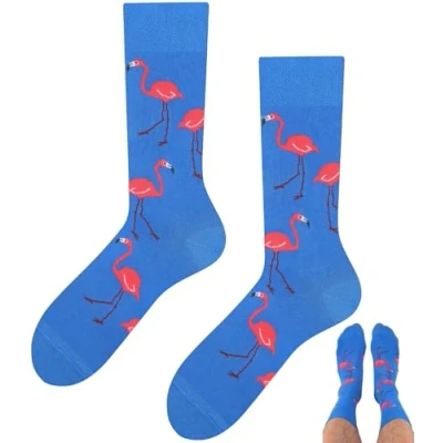Afbeelding van TODO Colours Grappige sokken met motief meerkleurig, kleurrijk, gek voor levensvreugde, flamingo, 39 42 EU