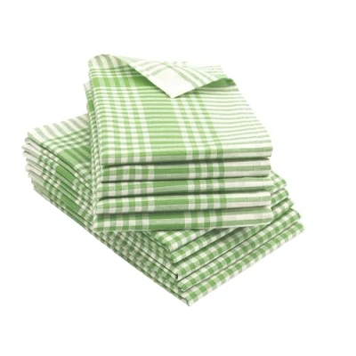 Afbeelding van ZOLLNER Set van 10 theedoeken, katoen, 50 x 70 cm, absorberende en robuuste keukendoeken, wasbaar tot 60 C, in groen wit geruit, gastronomische kwaliteit, Oeko Tex® gecertificeerd