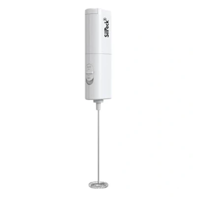 Afbeelding van Silreck Melkschuimer Handheld, elektrische melkschuimmaker met roestvrijstalen garde, handdrankmixer voor koffie, matcha, cappuccino, latten, op batterijen werkende roerder koffiemixer