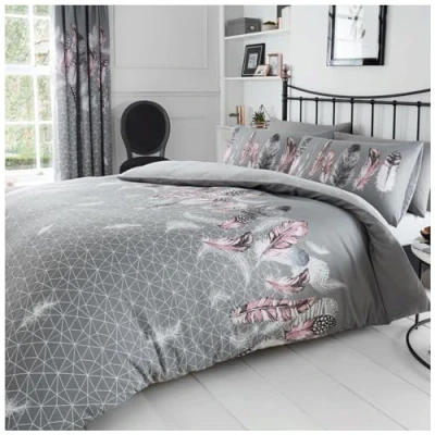 Afbeelding van Gaveno Cavailia Luxe veren bedset met dekbedovertrek en kussenslopen, polyester katoen, grijs, eenpersoons