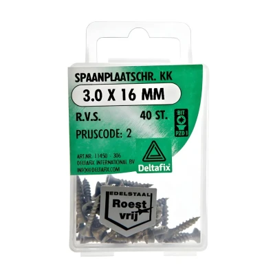 Afbeelding van Deltafix Spaanplaatschroef RVS kruiskop 4.0x40 mm 50 stuks
