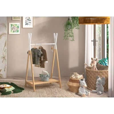 Afbeelding van LUCEVI Kiddy Kledingrek Hout Wit 74x50x131.8 cm