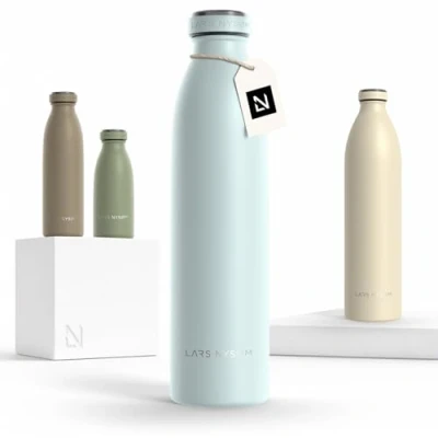 Afbeelding van LARS NYSØM &#039;Ren&#039; Roestvrijstalen drinkfles 750ml BPA vrije geïsoleerde waterfles 0,75 Liter Whispering Blue