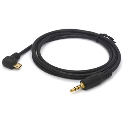 Afbeelding van Hoekige Micro USB naar 3.5mm Auto AUX Kabel, Vergulde 3.5 Mannelijke Audio Converter Hoofdtelefoon Extension Cord