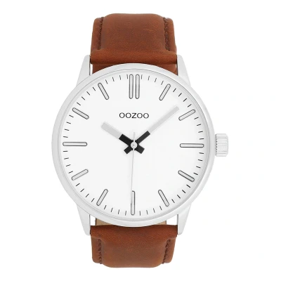 Afbeelding van OOZOO Timepieces Zilverkleurige horloge met leren band C11513