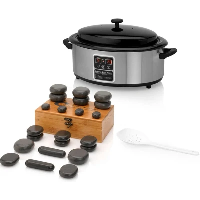 Afbeelding van ZenGrowth Hotstone massage set, 6L heater + set van 22 natuurstenen