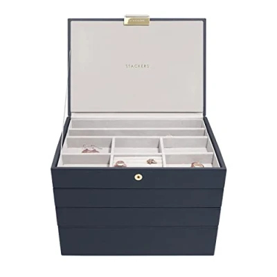 Afbeelding van Stackers marineblauwe Pebble Classic set van 4