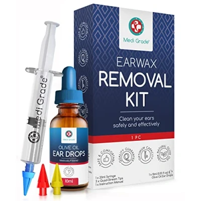 Afbeelding van Medi Grade Spuiten set met olijfolie spray en 3 x zachte quad stream punten herbruikbare oorsmeer remover oor reiniging thuis uit verwijderen beter luisteren