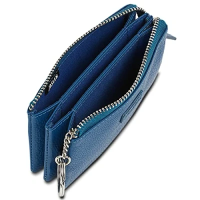 Afbeelding van JASLEN Portemonnee en Coin Purse: Stijlvolle Mini Met Rits Wallet. RFID bescherming, Blauw