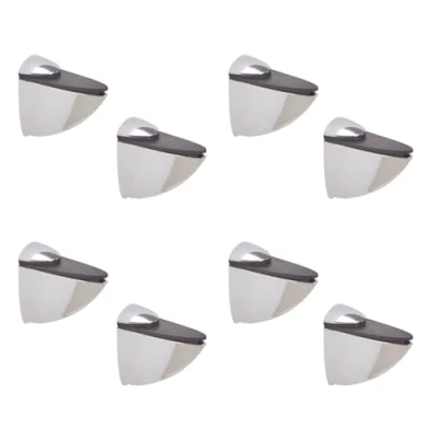 Afbeelding van 8 x plankhouders glazen plankdragers verchroomd stabiele voor glas en houten vloeren verschillende maten (M)