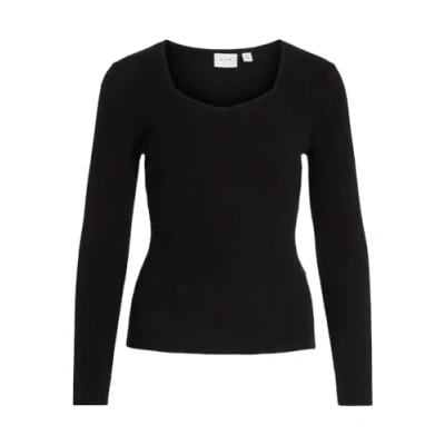 Afbeelding van VILA Karreeausschnitt Longsleeve, Dames, Maat: Large, Black