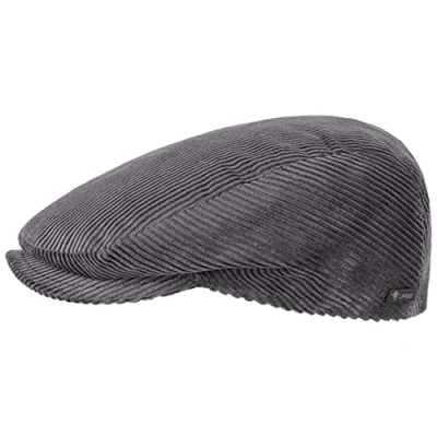 Afbeelding van Lipodo Cord Flatcap heren/dames/kinderen Made in Italy van katoen met voering Capmaten 49 61 cm cap zomer/winter XL (60 cm) grijs