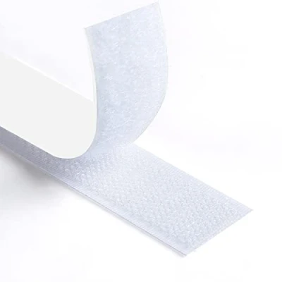 Afbeelding van Romon Klittenbandsluiting, zelfklevend, 5 m klittenband, extra sterk, dubbelzijdig klevend, 16 mm breed, zelfklevende kleefpad, bevat lusband en haakband, wit