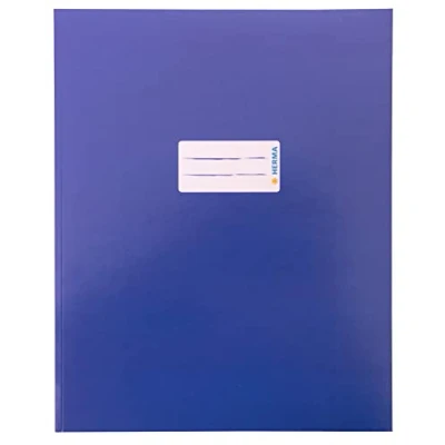 Afbeelding van HERMA 20046 schriftomslag, kwart, karton, blauw, met tekstveld van stevig en extra sterk papier, boekhouder voor schoolschriften, gekleurd