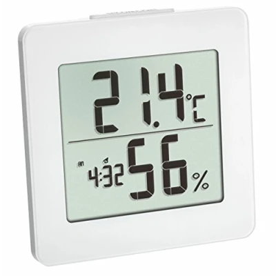 Afbeelding van TFA Dostmann digitale thermo hygrometer, 30.5033.02, binnentemperatuur en luchtvochtigheid, max / min waarde, tijd datum, wekalarm met snooze functie, wit, (L) 94 x (B) 37 (H) mm