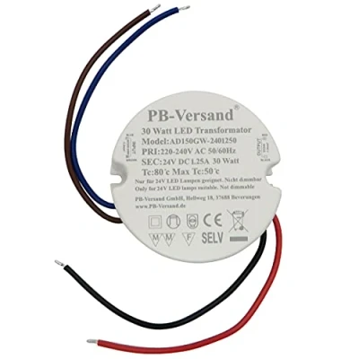 Afbeelding van PB Versand LED transformator 30 Watt 24V DC ronde cirkel lamp voeding driver voorschakelapparaat