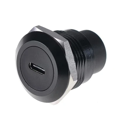Afbeelding van HangTon 2pack USB C Type Panel Socket Koppeling Adapter Waterdichte Circulaire Schot Pass Through Connector, Inline Kabel Chassis Vrouwelijk naar