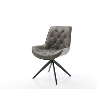 Afbeelding van DELIFE Draaistoel Taimi Flex microvelours grijs antiek kruisframe breed zwart 360 draaibaar rocker functie