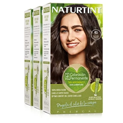 Afbeelding van Naturtint Biobased Ammoniakvrije kleuring 100% grijsdekking Plantaardige ingrediënten Natuurlijke en langhoudende kleur 4G Goudbruin Pak van 3