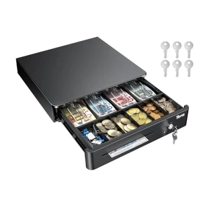 Afbeelding van Tera Model 330R Elektronische kassalade met 1 uitneembaar muntenvak, touch, 4 vakken voor bankbiljetten en mediavak, geldlade kleine bedrijven,