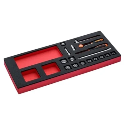 Afbeelding van Bahco Foaminlay Fit&amp;Go 1/3 met doppen en toebehoren 1/4&quot; 17 delig FF1E2005