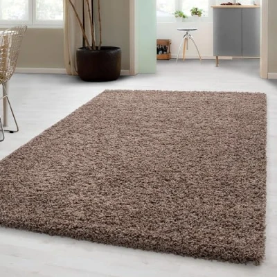 Afbeelding van Carpetsale24 Hoogpolig Vloerkleed Mokka Effen Tapijt Shaggy Modern Woonkamer Slaapkamer, Kinderkamer Trend Soft Fluffy 240 x 340 cm